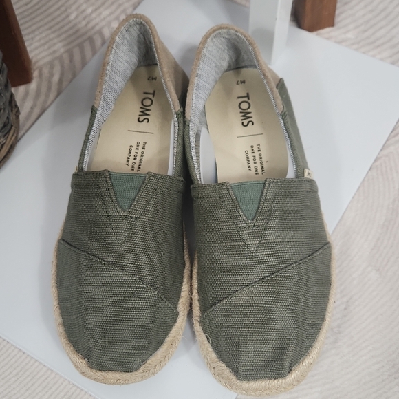TOMS Olive Green Canvas Alpargata Espadrilles - Picture 5 of 11